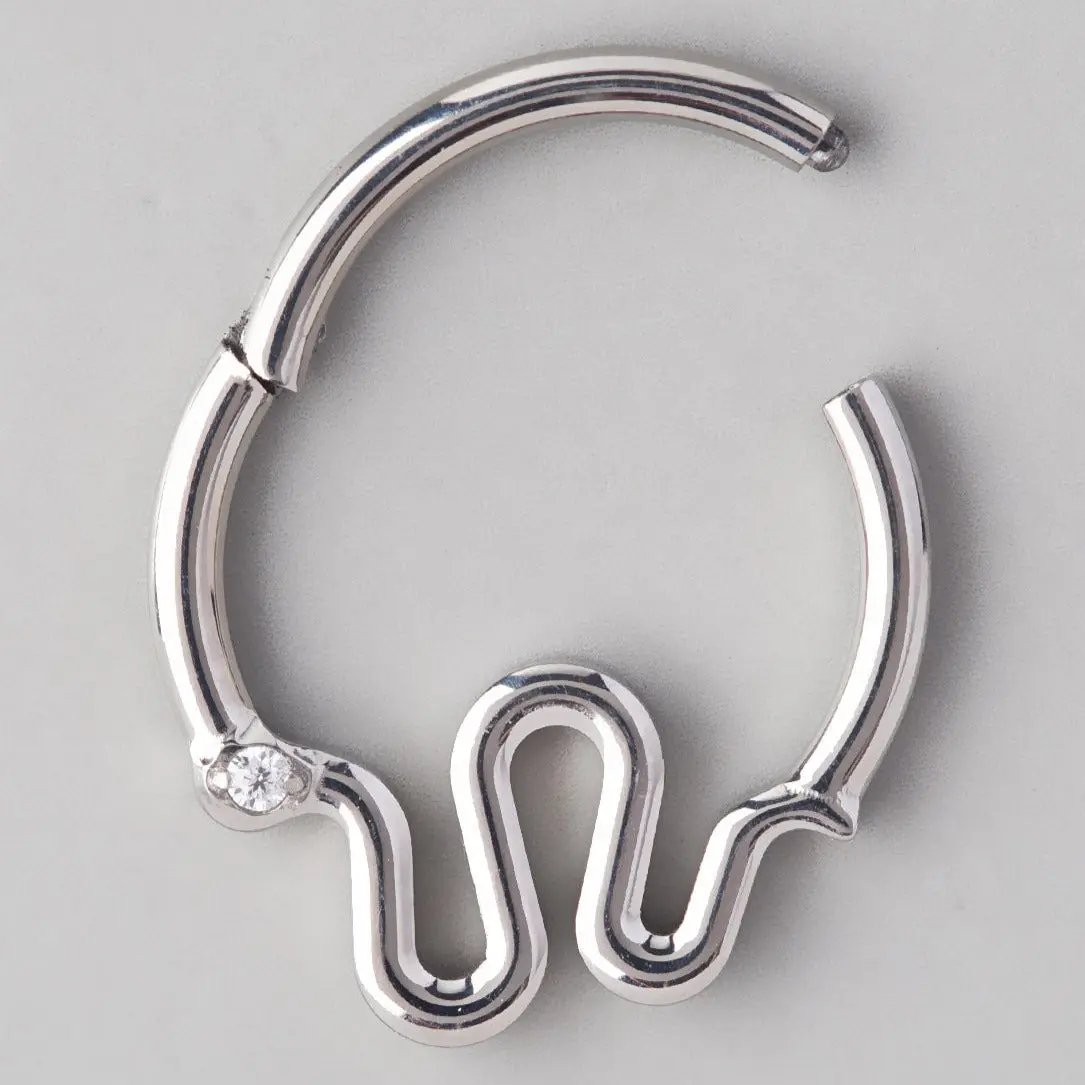 Plain Snake Segment Hoop in Silver - Titanium - Image 2