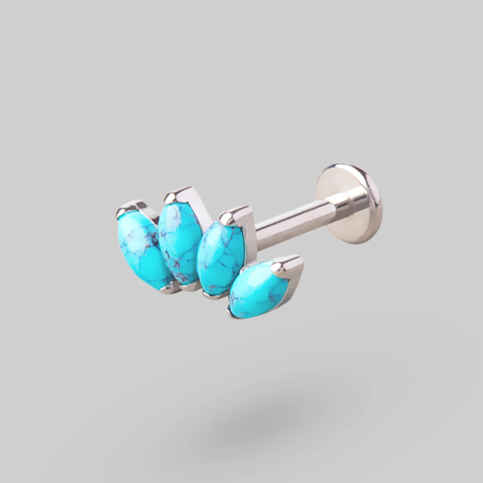 Quadruple Marquise Stone Labret in Turquoise - Titanium