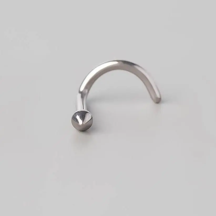 Screw Shape Nose Stud with Spike Top - Titanium