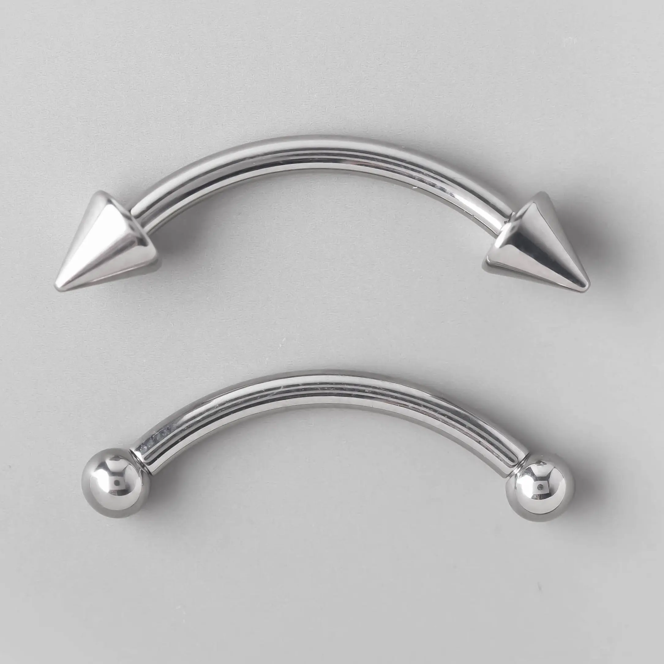 Curved Barbell with Spikes - Titanium - Image 3