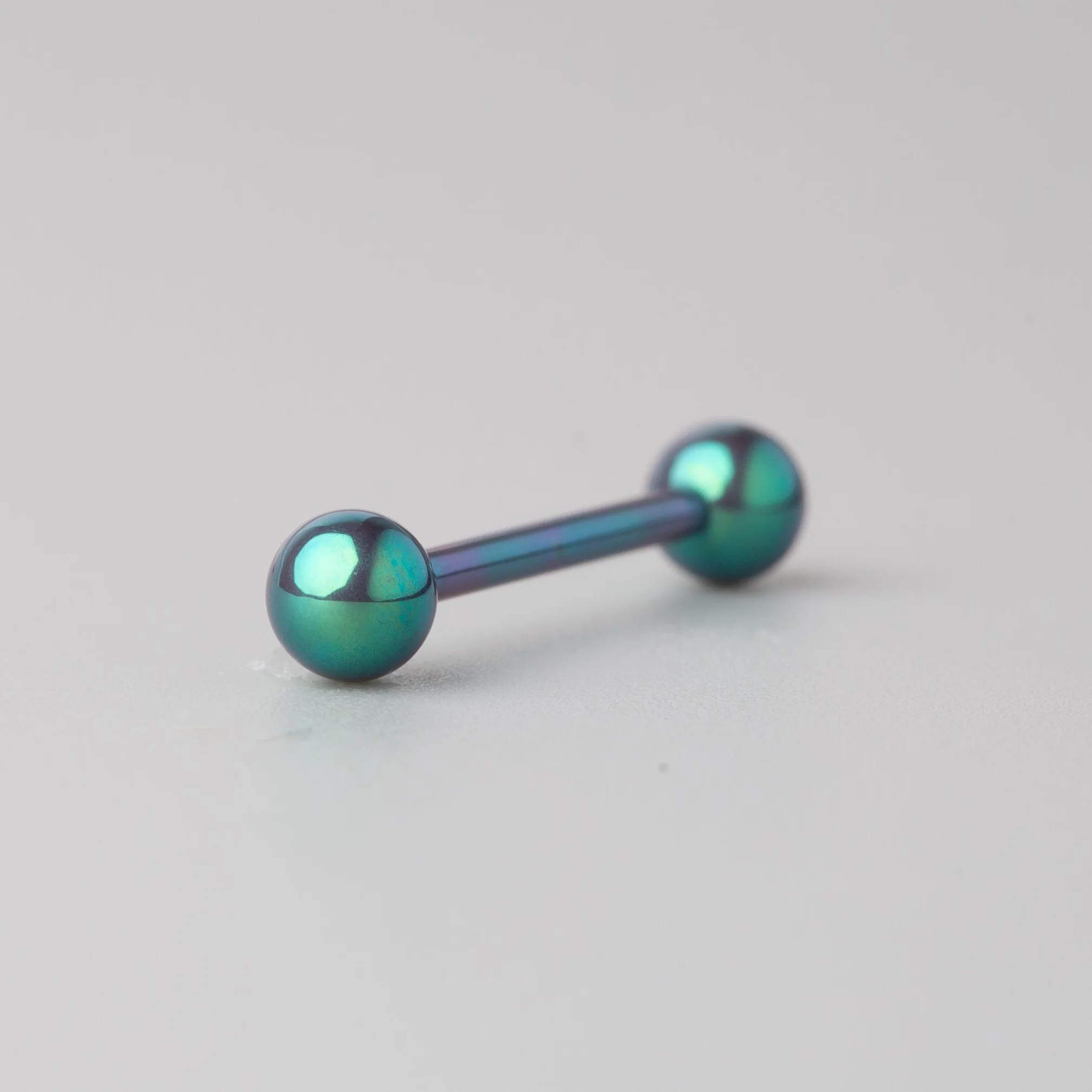 Tongue Barbell in Green - Titanium - Image 2