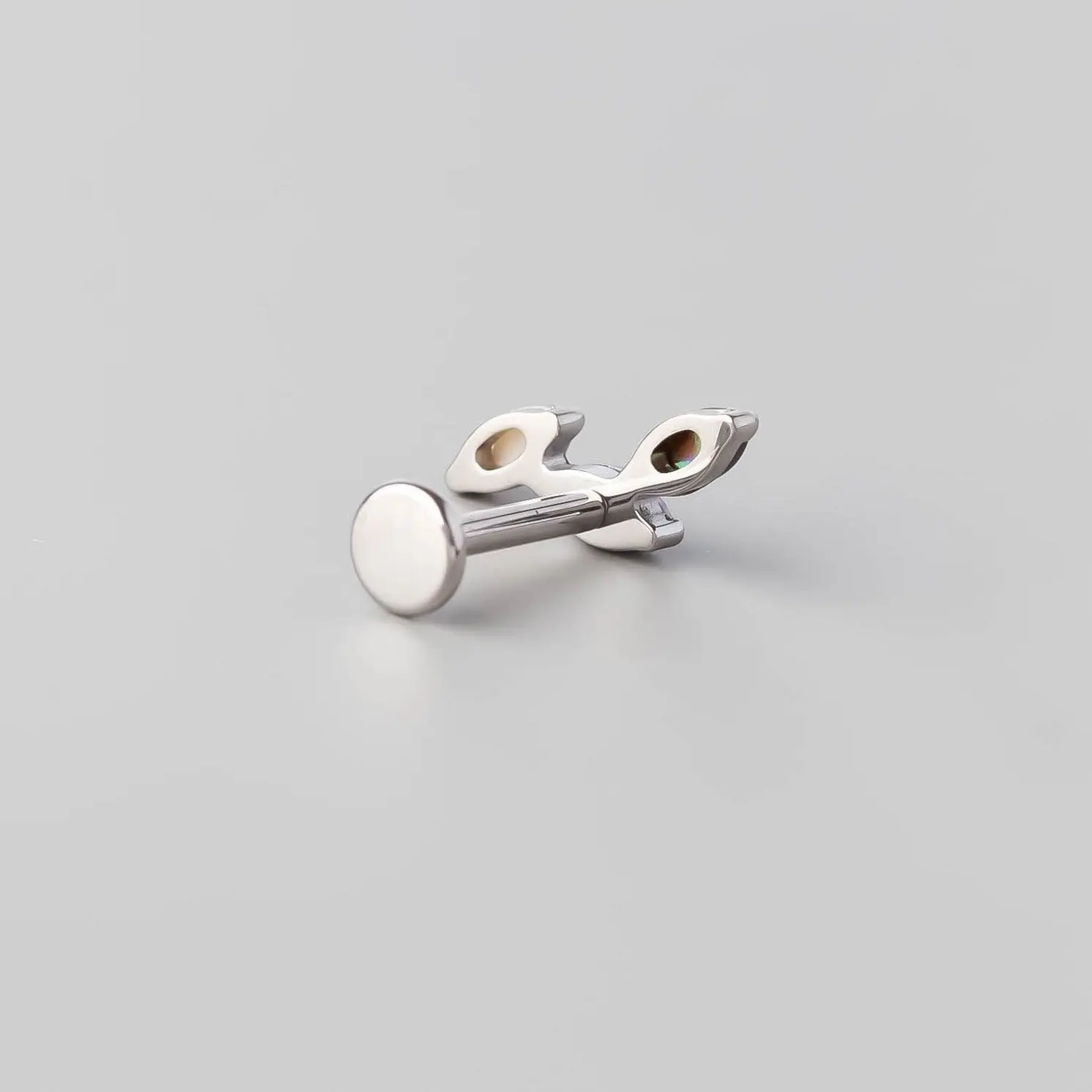 Triple Marquise Wide Labret in Abalone Shell + VM - Titanium - Image 4