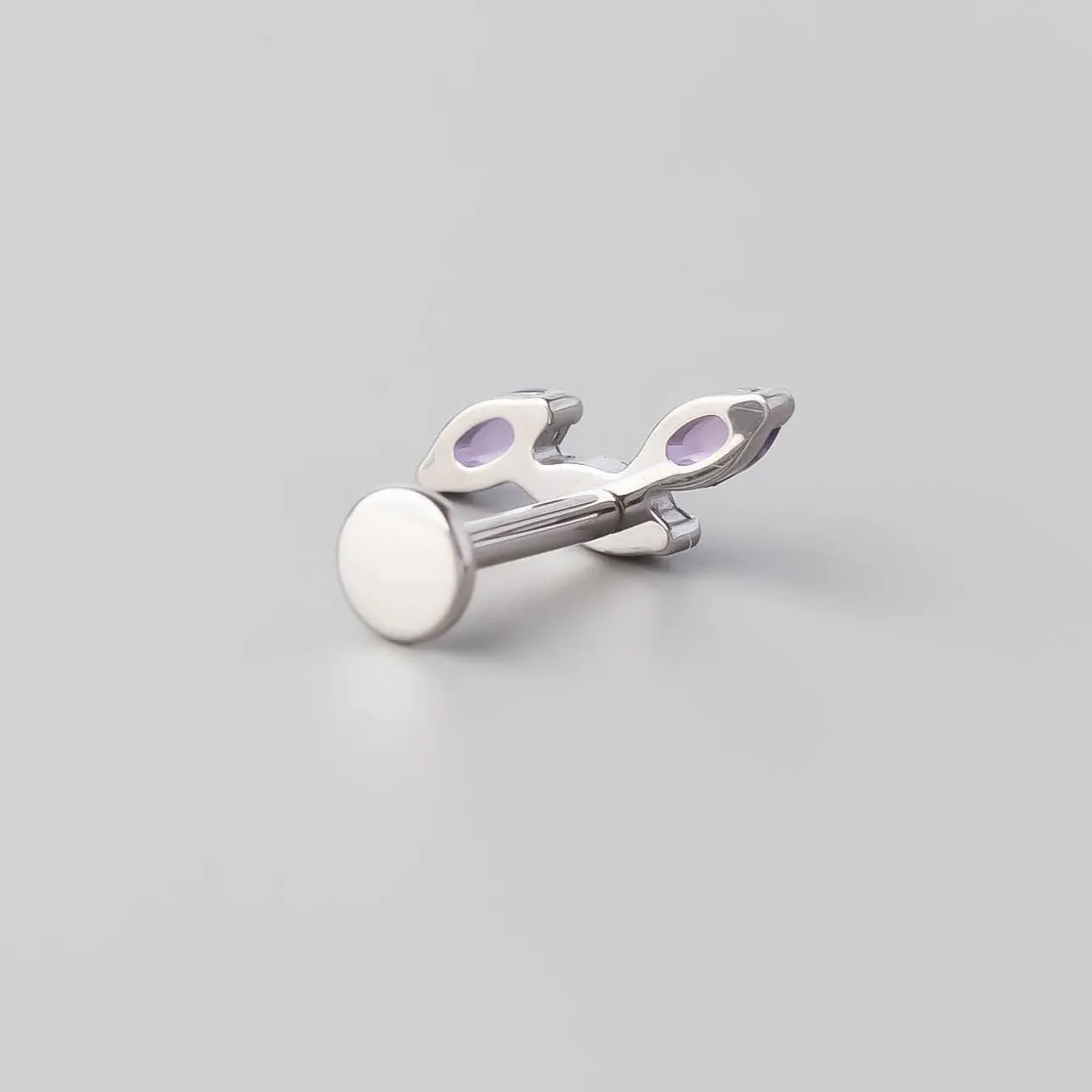 Triple Marquise Wide Labret in Amethyst - Titanium - Image 3