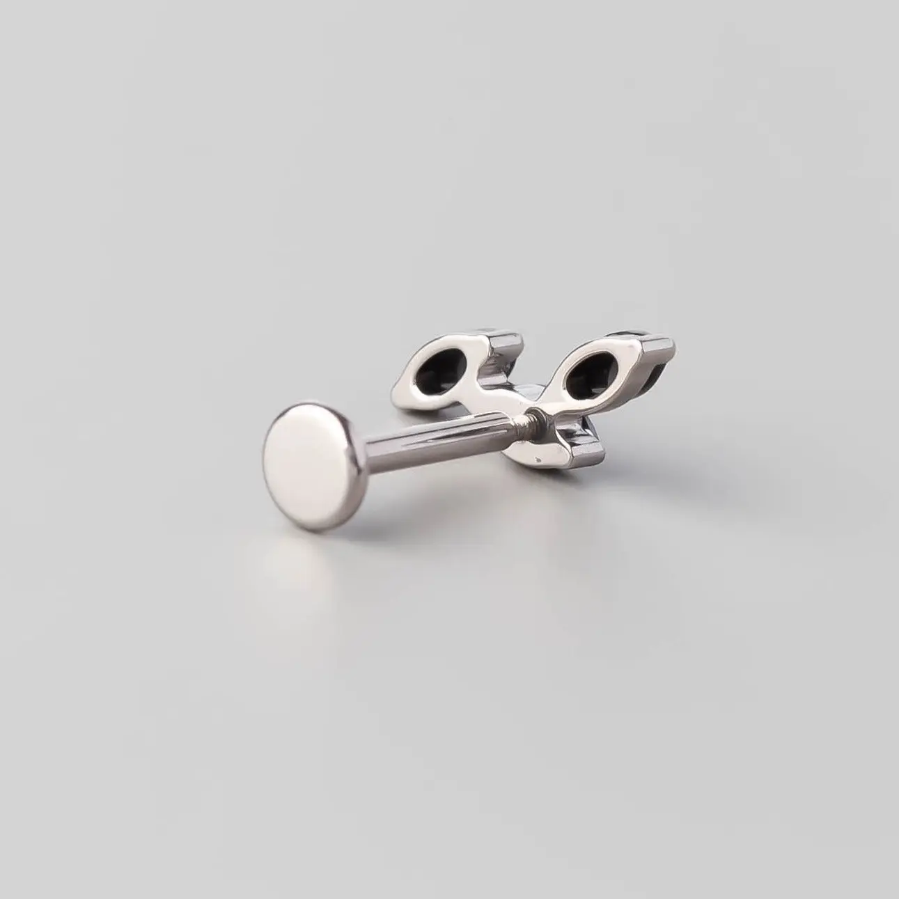 Triple Marquise Wide Labret in Black Onyx + Black - Titanium - Image 4