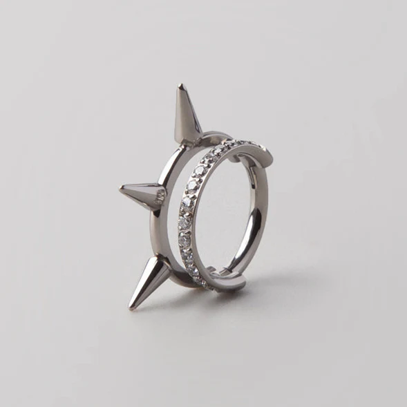 Nova Spike Segment Hoop in Silver - Titanium