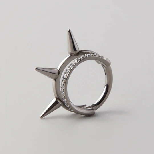 Nova Spike Segment Hoop in Silver - Titanium - Image 2