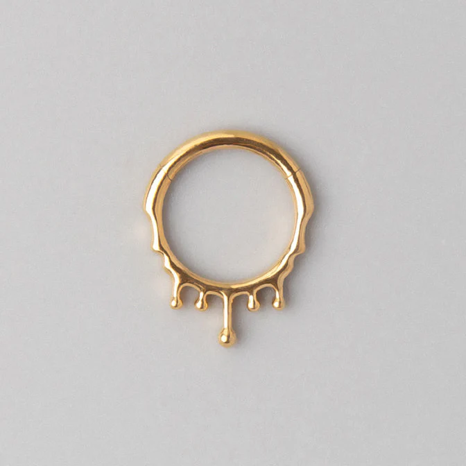 Venom Drip Segment Hoop in Gold - Titanium
