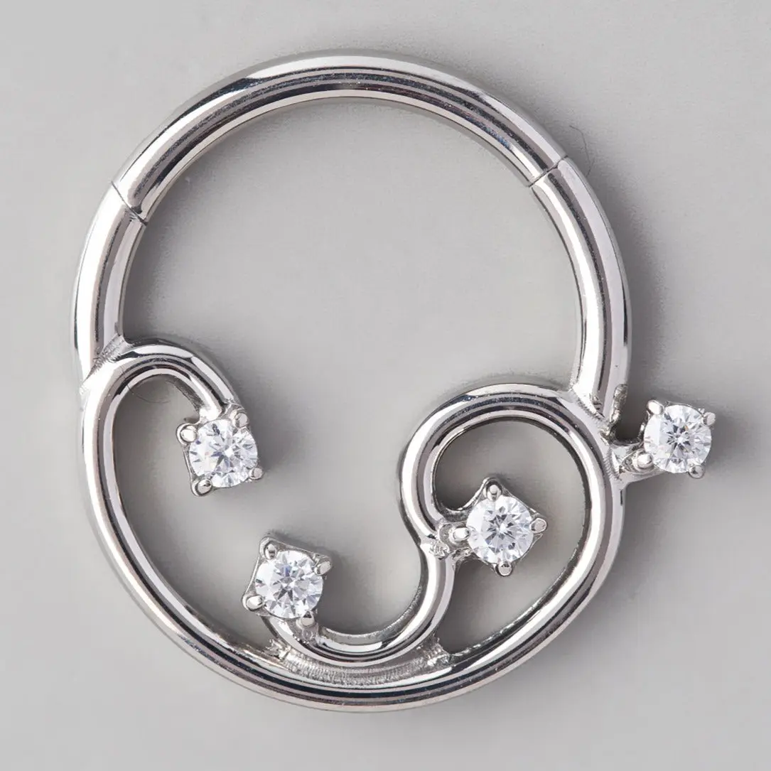 Vine Hinged Segment Hoop in Silver - Titanium